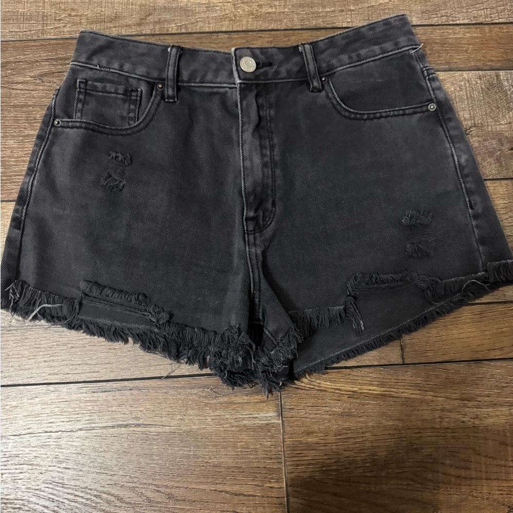 PacSun Black Jean Shorts with Distressed Details